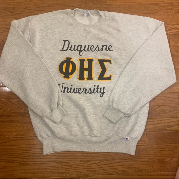 Vintage 90’s Russell Athletics Duquesne University Fraternity Sweatshirt Size L - Picture 2 of 5